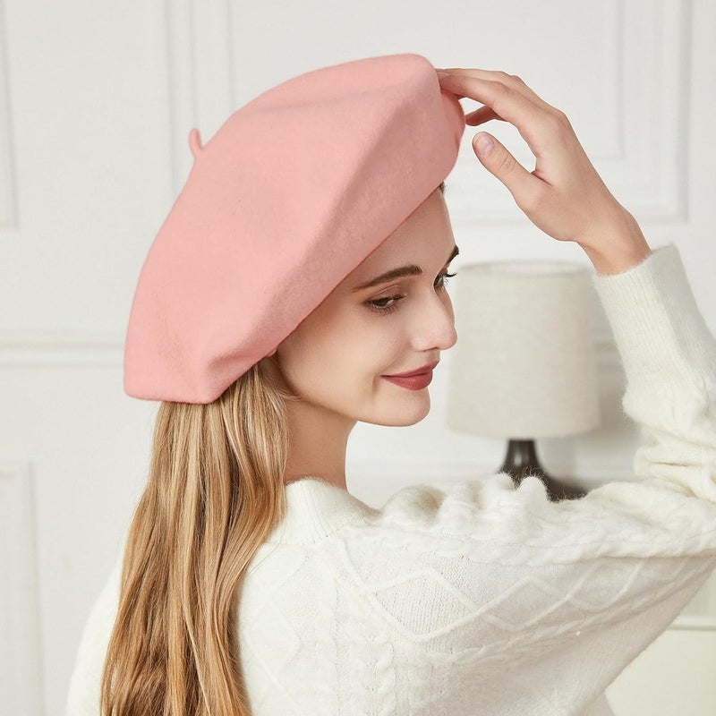 recapitula XXL 100% Wool French White Beret Hats for Women Man Painter hat Classic Painter's Hat Girl Solid Color Classic - Image 3